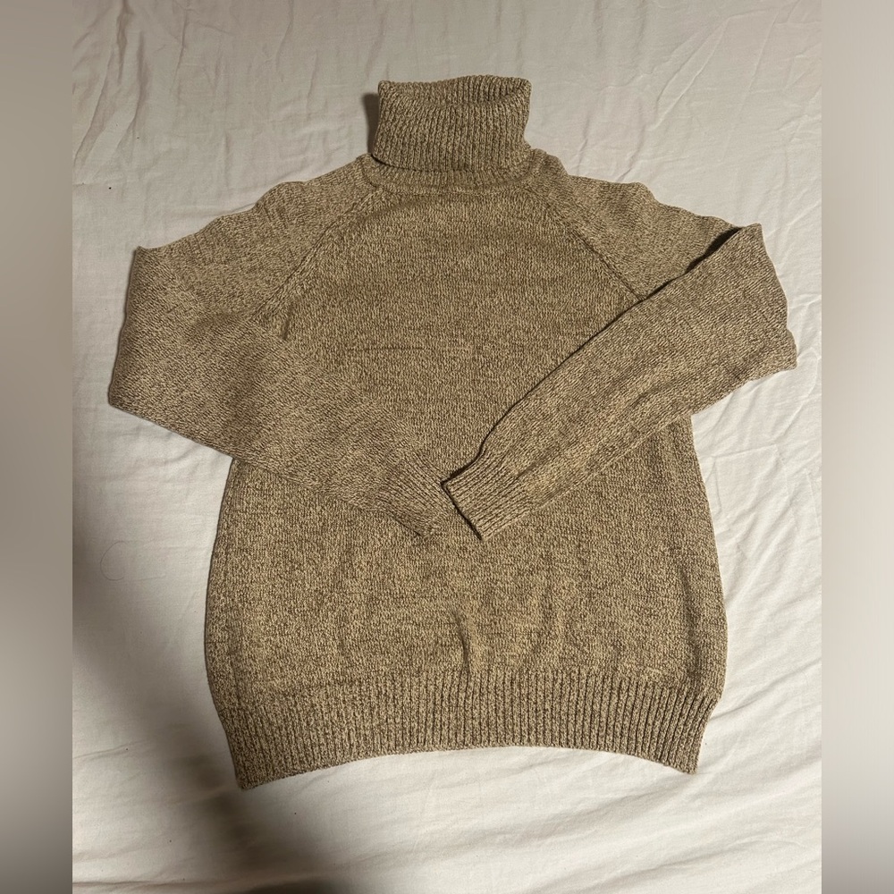 Men's Beige Turtleneck Sweater